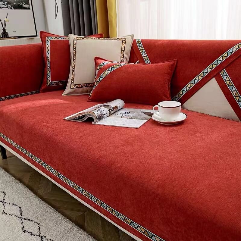 Geometric Decor Solid Color Chenille Non-Slip Comf