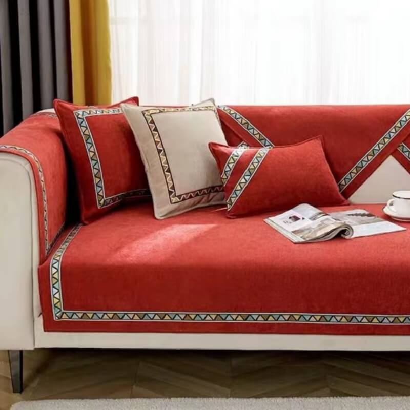 Geometric Decor Solid Color Chenille Non-Slip Comf