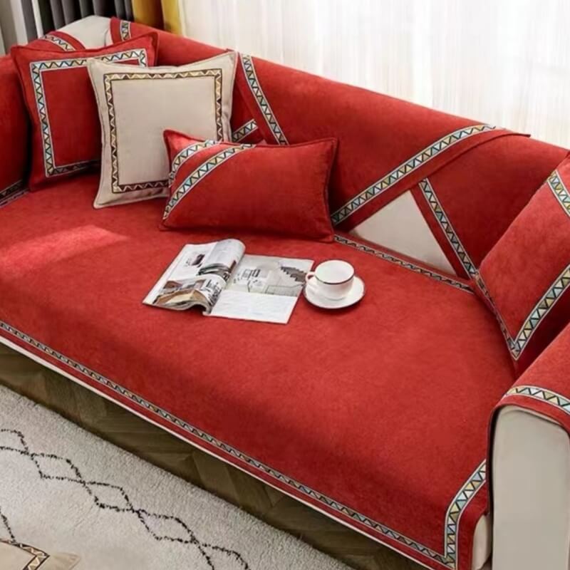 Geometric Decor Solid Color Chenille Non-Slip Comf