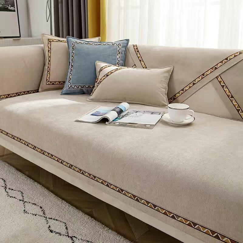Geometric Decor Solid Color Chenille Non-Slip Comf