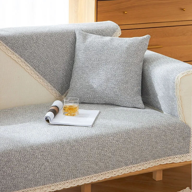Hand-woven Cotton Linen Non-slip Couch Cover for A