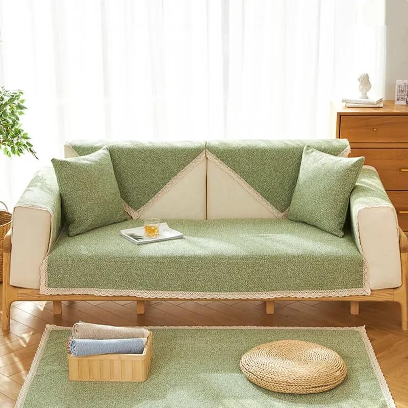 Hand-woven Cotton Linen Non-slip Couch Cover for A