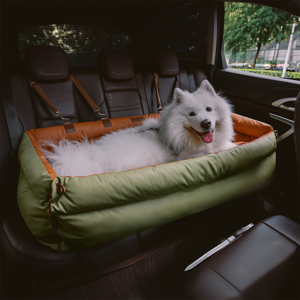 Large Deluxe Faux Leather Dog Car Seat Booster Bed