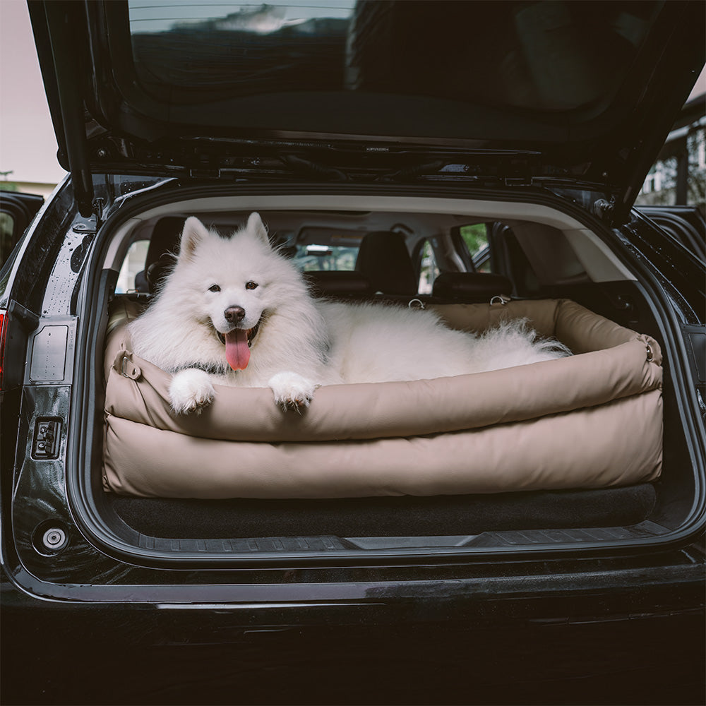 Large Deluxe Faux Leather Dog Car Seat Booster Bed
