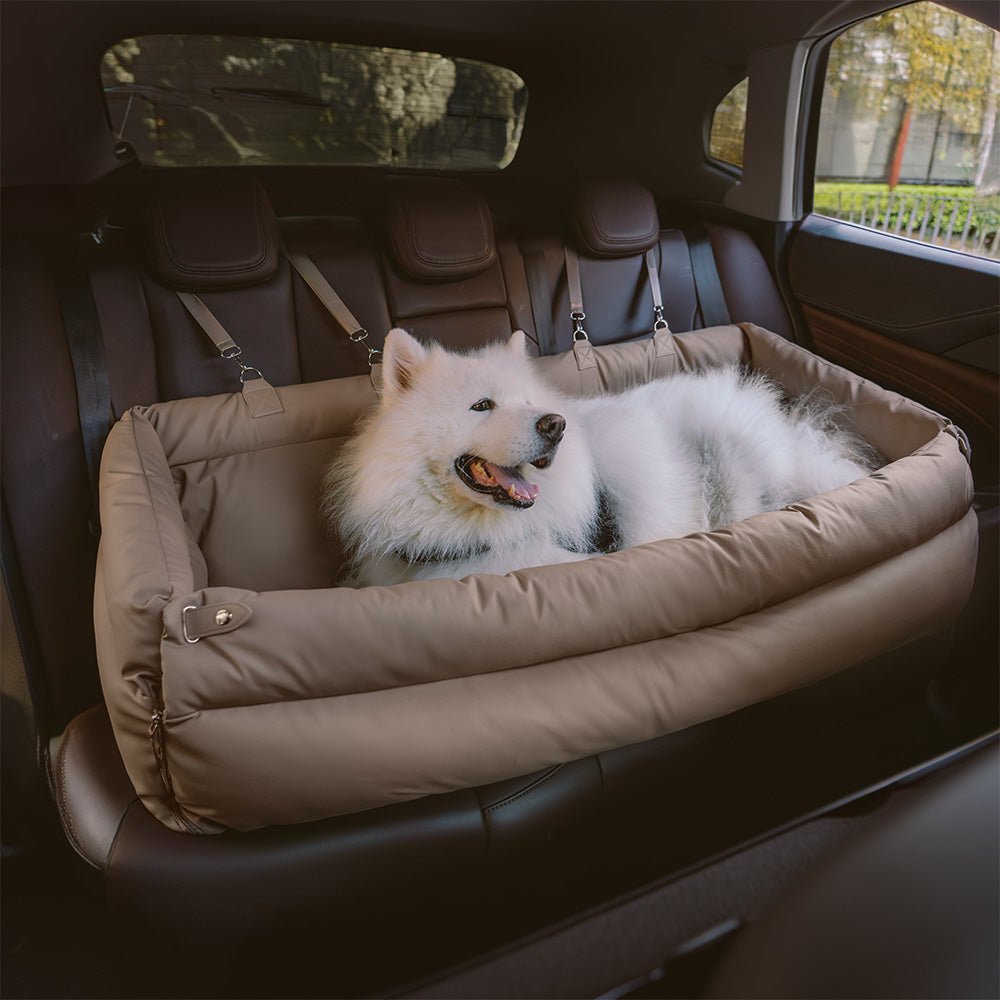 Large Deluxe Faux Leather Dog Car Seat Booster Bed
