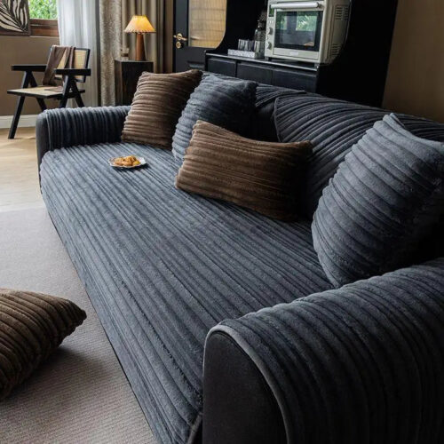 Modern Asymmetrical Stripes Soft Plush Non-Slip Co