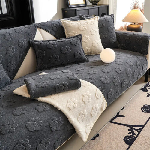 Paw Print Cute Plush Thick Sofa Decoration Non-sli