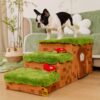 Retro Pixel Handcrafted Foldable Pet Stairs With S