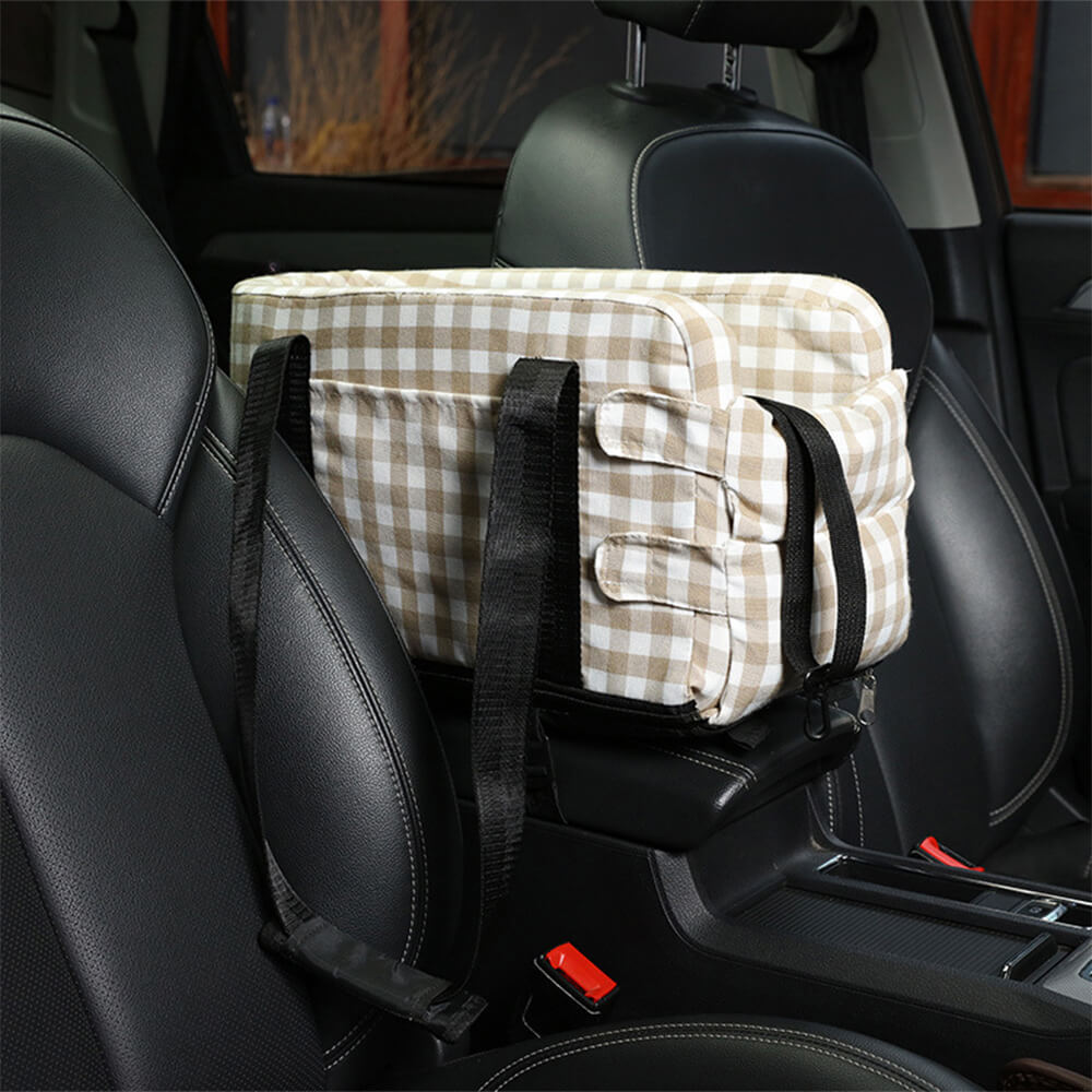 Stylish Plaid Portable Travel Dog Car Safety Seat