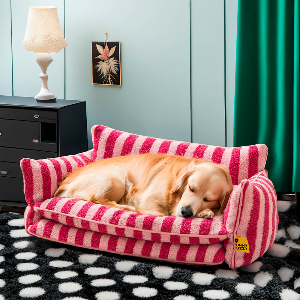 Trendy Striped Faux Lambswool Double Layer Dog & C