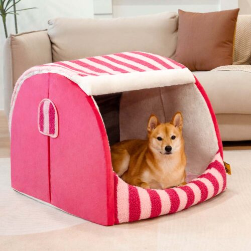 Trendy Striped House Orthopedic Dog Bed - Cozy Hid