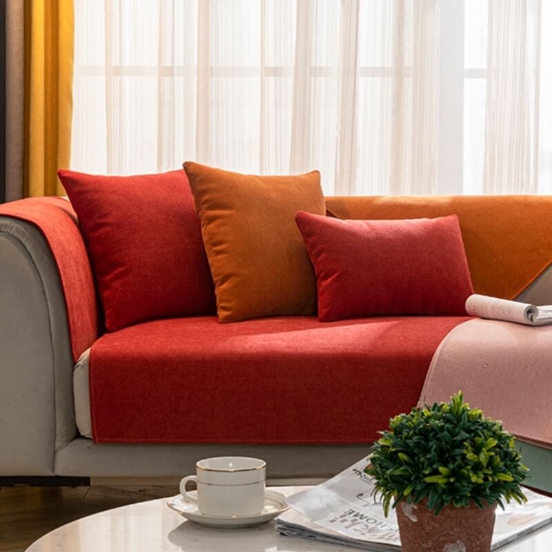 Vermilion Comfortable Chenille Sofa Protective Cou