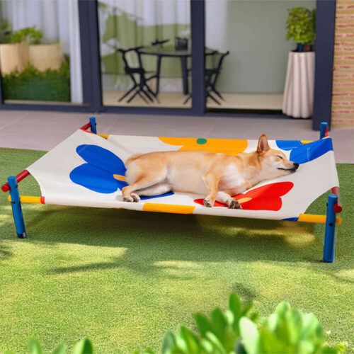 Vibrant Summer Print Style Aluminum Elevated Dog B