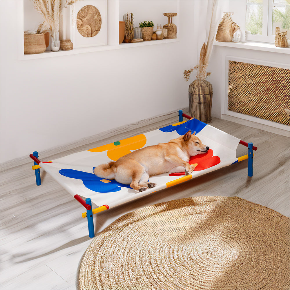 Vibrant Summer Print Style Aluminum Elevated Dog B