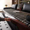 Vintage Chenille Sofa Protector with Faux Leather 