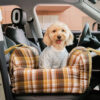 Vintage Plaid Travel Safety Dog Car Seat Bed