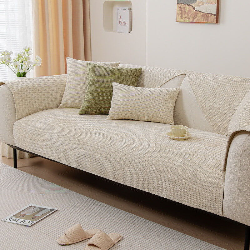 Delicate Waffle Chenille Fabric Furniture Protecto
