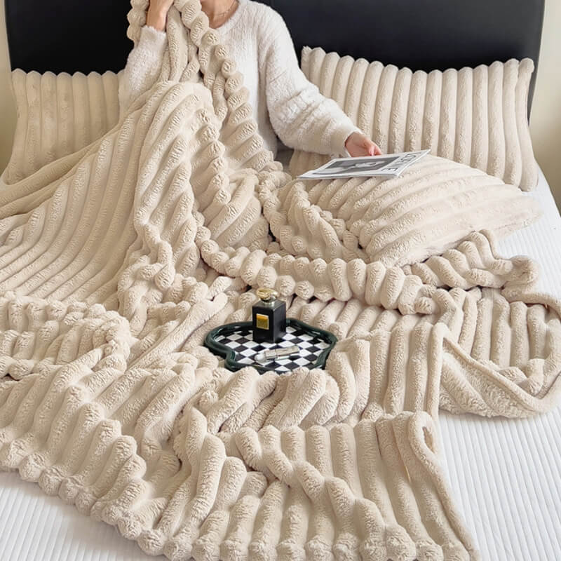 Warm Faux Rabbit Plush Sofa Throw Blanket Human Do