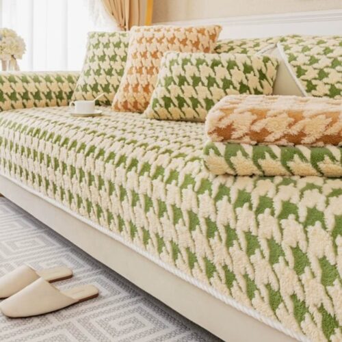 Houndstooth Plush Mat Furniture Protection Anti-Sl