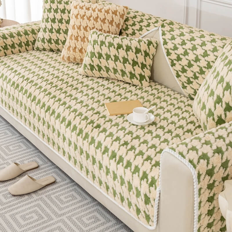 Houndstooth Plush Mat Furniture Protection Anti-Sl