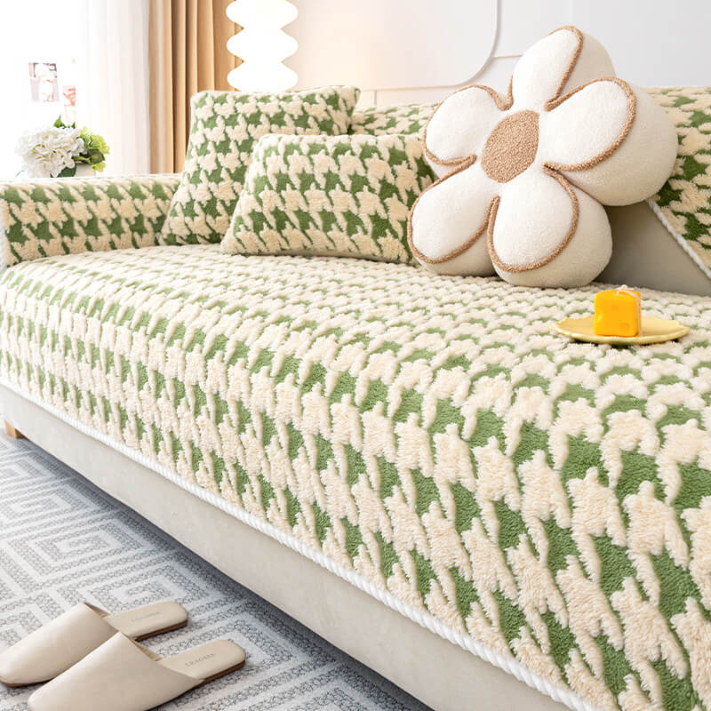 Houndstooth Plush Mat Furniture Protection Anti-Sl