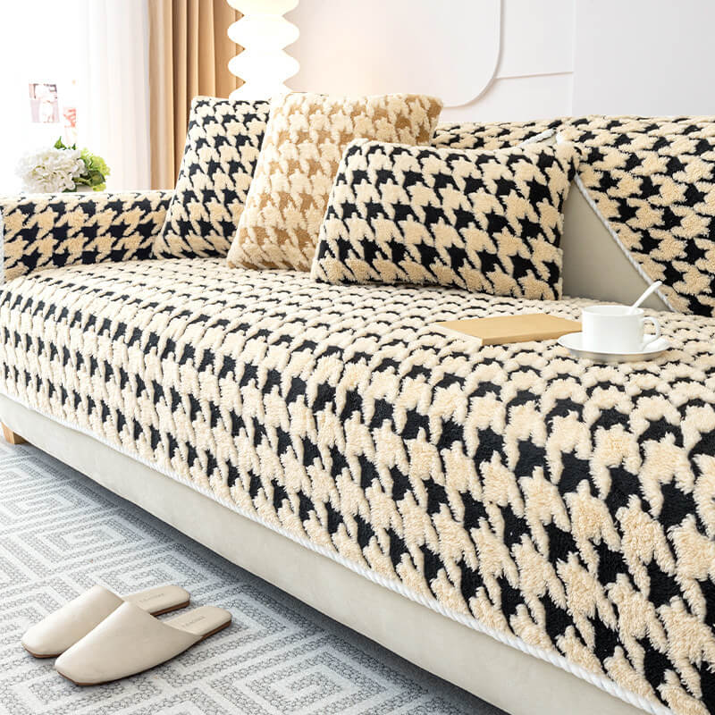 Houndstooth Plush Mat Furniture Protection Anti-Sl