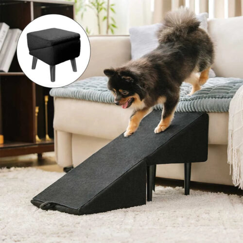 2-in-1 Convertible Wooden Home Step Stool Dog Ramp